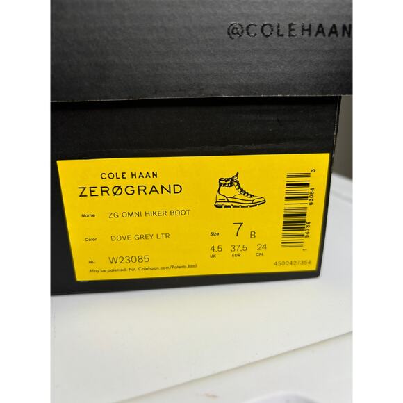 Cole Haan Women's Zerogrand Omni Hiker Boot Gray Leather Suede Lace Up Size 7B - Picture 9 of 10